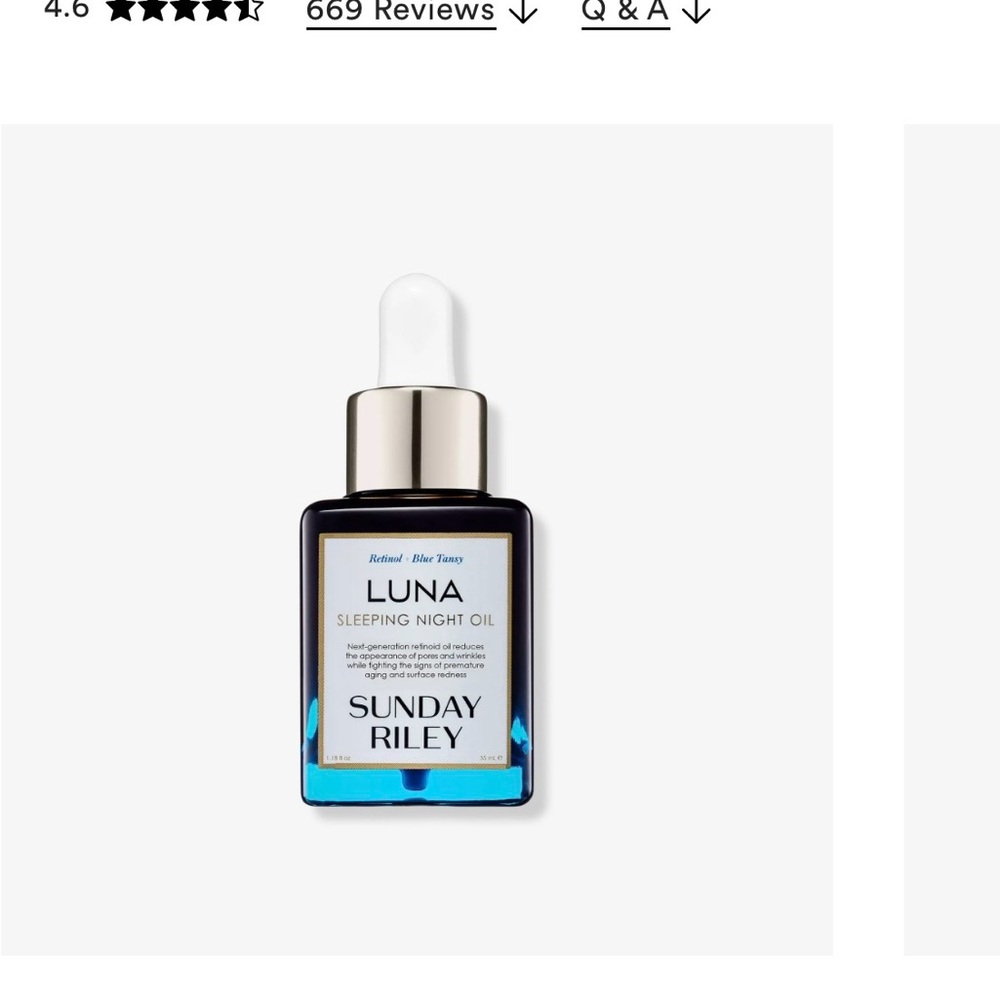 NEW $105 Sunday Riley Luna Retinol Sleeping Anti Aging Night Face Oil 1.18 Fl Oz - Picture 2 of 7